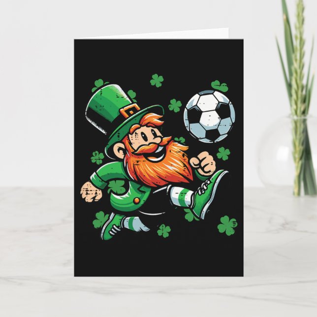 St Patricks Day Leprechaun Soccer Saint Paddys Foo Card (Front)