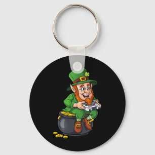 St Patricks Day Leprechaun Video Game Controller B Key Ring