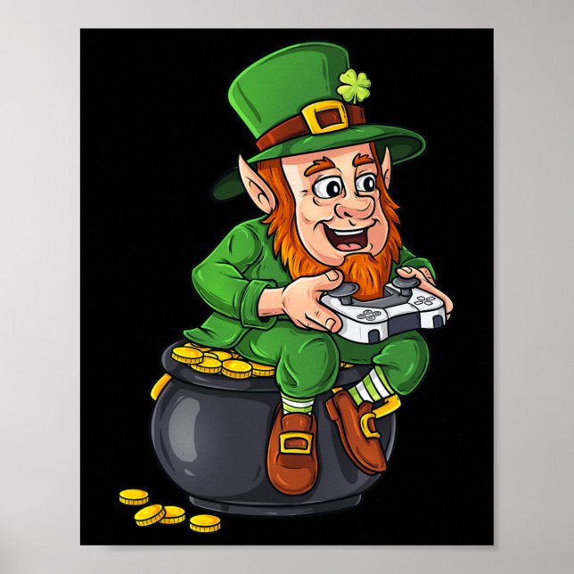 St Patricks Day Leprechaun Video Game Controller B Poster (Front)