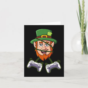 St Patricks Day Leprechaun Video Game Controllers  Card