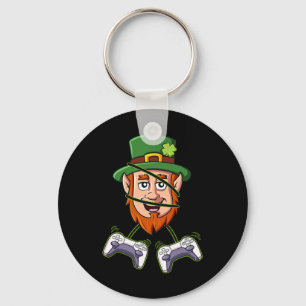 St Patricks Day Leprechaun Video Game Controllers  Key Ring
