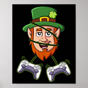 St Patricks Day Leprechaun Video Game Controllers  Poster