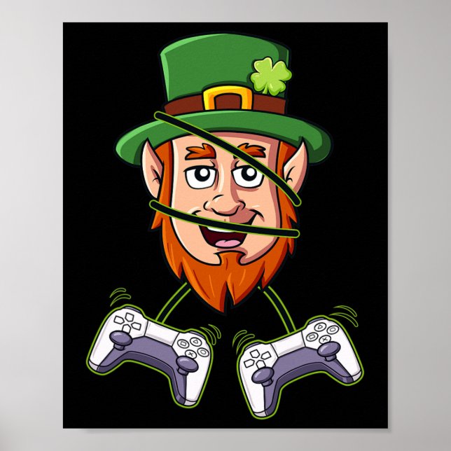 St Patricks Day Leprechaun Video Game Controllers  Poster (Front)