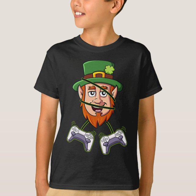 St Patricks Day Leprechaun Video Game Controllers  T-Shirt (Front)
