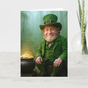 St. Patrick's Day Leprechaun with Gold Coins Card
