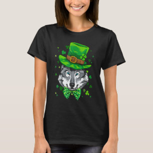 St Patrick's Day Leprechaun Wolf Shamrock Wolf Iri T-Shirt