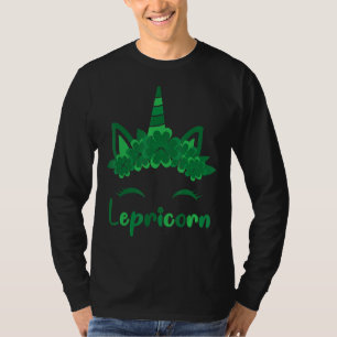 St Patricks Day Lepricorn Girls Cute Unicorn Face  T-Shirt