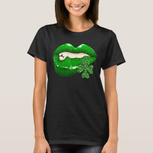 St Patrick's Day Lips Leopard Shamrock Awesome Iri T-Shirt