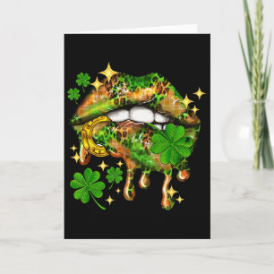St Patricks Day Lips Shamrock Funny Irish Women Co Card