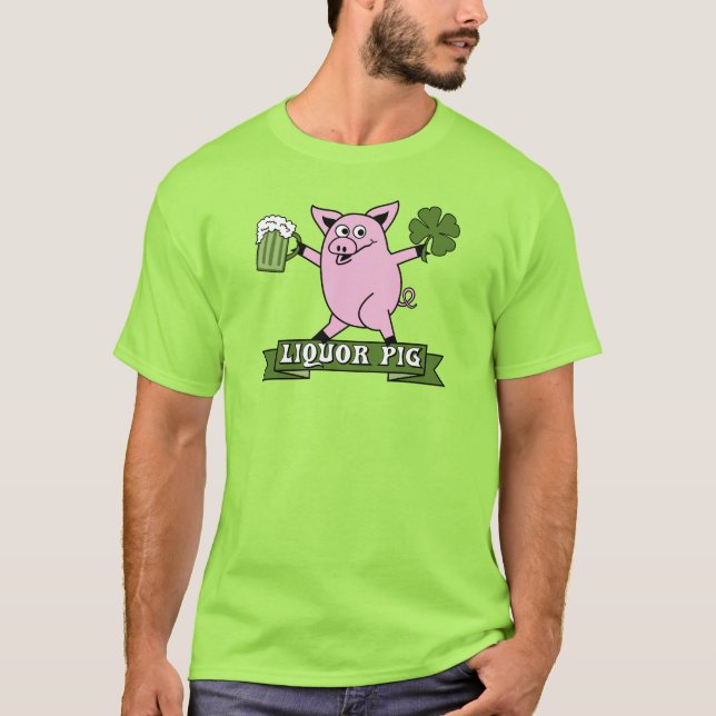 St Patricks Day Liquor Pig T-Shirt (Front)