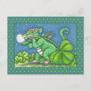 ST. PATRICK'S DAY LITTLE IRISH DRAGON FANTASY HOLIDAY POSTCARD
