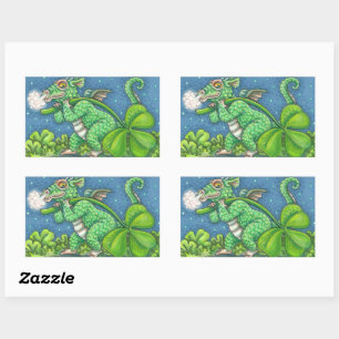 ST. PATRICK'S DAY LITTLE IRISH DRAGON FANTASY RECTANGULAR STICKER