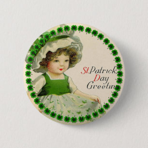 St Patrick's Day Little Irish Girl 6 Cm Round Badge