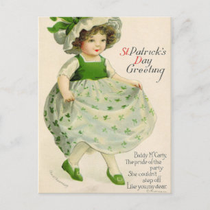 St Patrick's Day Little Irish Girl Holiday Postcard