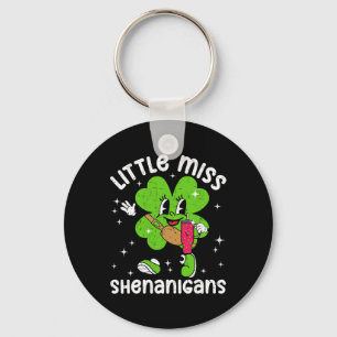 St Patricks Day Little Miss Shenanigans Shamrock G Key Ring