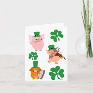 St Patrick's Day little musicians notecard