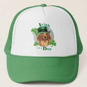 St. Patrick's Day Longhaired Dachshund Trucker Hat