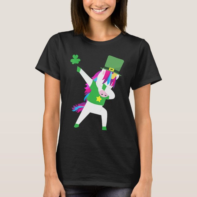 St Patricks Day Love Dabbing Unicorn Girl Hat T-Shirt (Front)