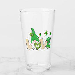 St Patrick's Day Love Gnome Glass