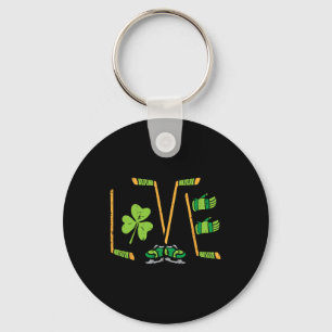 St Patricks Day Love Ice Hockey Saint Paddys Men B Key Ring