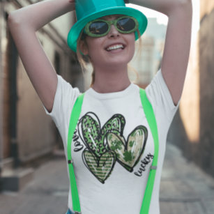 St. Patrick's Day  Love Lucky Green Hearts  T-Shirt