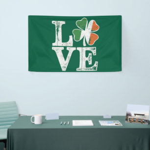 St Patricks Day Love Lucky Irish Shamrock Green  Banner
