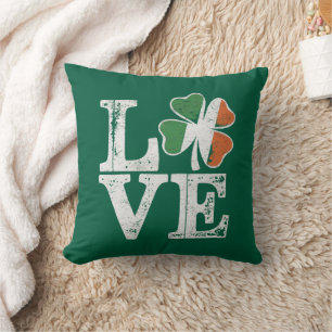 St Patricks Day Love Lucky Irish Shamrock Green Cushion