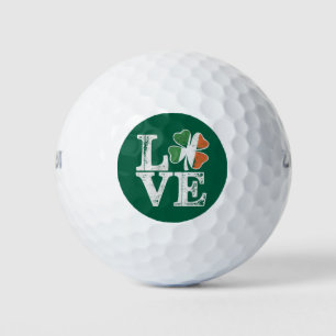 St Patricks Day Love Lucky Irish Shamrock Green  Golf Balls