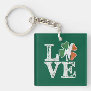 St Patricks Day Love Lucky Irish Shamrock Green  Key Ring