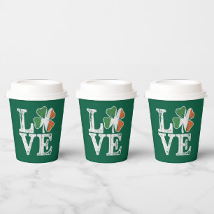 St Patricks Day Love Lucky Irish Shamrock Green  Paper Cups