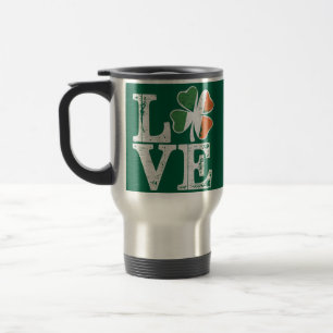 St Patricks Day Love Lucky Irish Shamrock Green Travel Mug