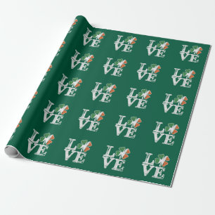 St Patricks Day Love Lucky Irish Shamrock Green Wrapping Paper