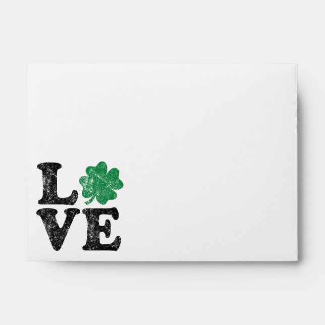 St Patrick's Day LOVE Shamrock Irish Envelope (Front)