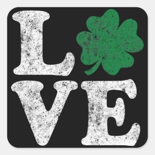 St Patrick's Day LOVE Shamrock Irish Square Sticker