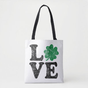 St Patrick's Day LOVE Shamrock Irish Tote Bag