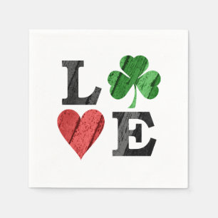 St. Patrick's Day LOVE with Heart and Shamrock Napkin