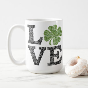 St Patricks Day LOVE with shamrock Coffee Mug