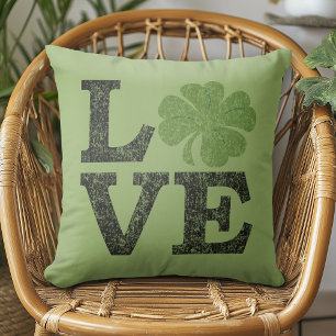 St Patricks Day LOVE with shamrock Cushion