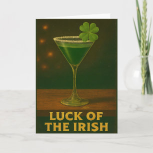 St. Patrick's Day Luck Of The Irish Clover Martini Card