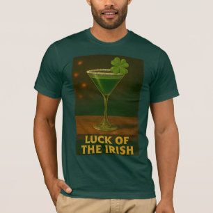 St. Patrick's Day Luck Of The Irish Clover Martini T-Shirt