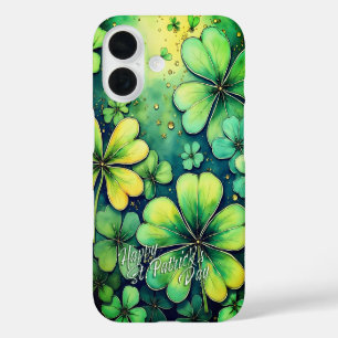 St. Patrick's Day Luck - Watercolor Shamrocks 🍀✨ iPhone 16 Case