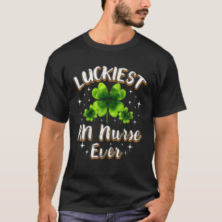 St Patricks Day Luckiest RN Nurse Ever Irish Clove T-Shirt