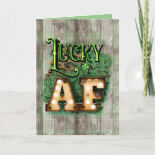 St. Patrick's Day Lucky AF Irish Marquee Lights Card