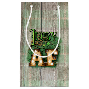 St. Patrick's Day Lucky AF Irish Marquee Lights Small Gift Bag