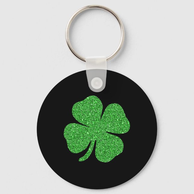 St. Patrick's Day Lucky Charm Green Irish Clover S Key Ring (Front)