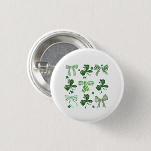St. Patrick's Day Lucky Clover and Bow 3 Cm Round Badge