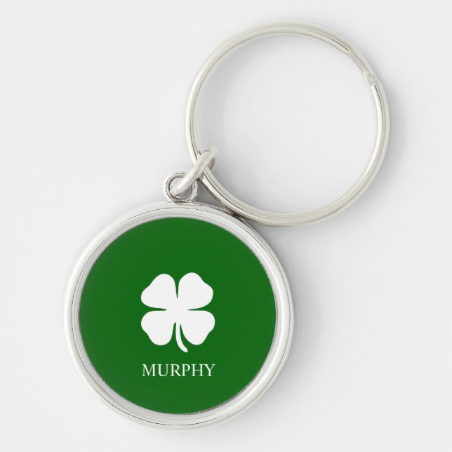 St Patricks Day Lucky Clover Green Irish Shamrock Key Ring (Front)