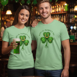 St Patricks Day Lucky Clover Horseshoe T-Shirt Tri-Blend Shirt