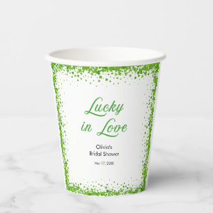 St Patrick's Day Lucky in Love Bridal Shower Paper Cups