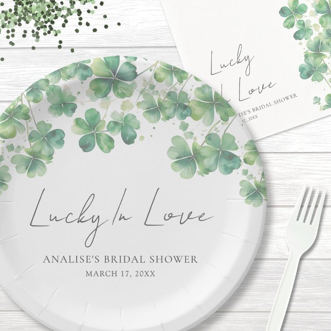 St. Patrick's Day Lucky In Love Bridal Shower Paper Plate (Lucky In Love St. Patrick's Day Bridal Shower Paper Plates)